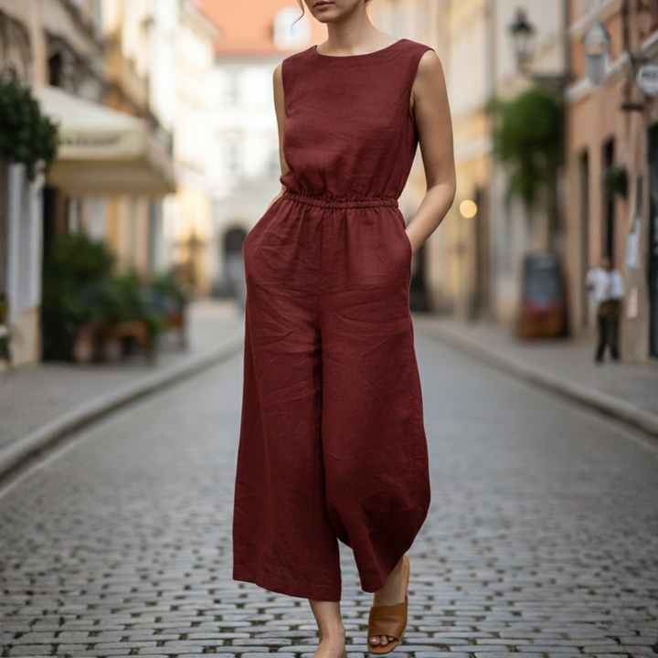 Jumpsuit Sleeveless Wide Leg Elastic Waist Women