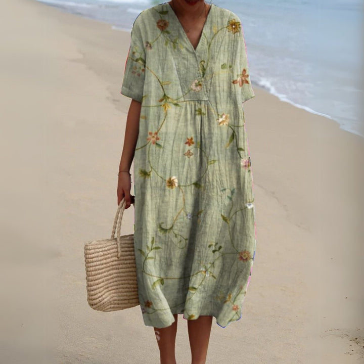Relaxed Floral Midi Dress for Women Back