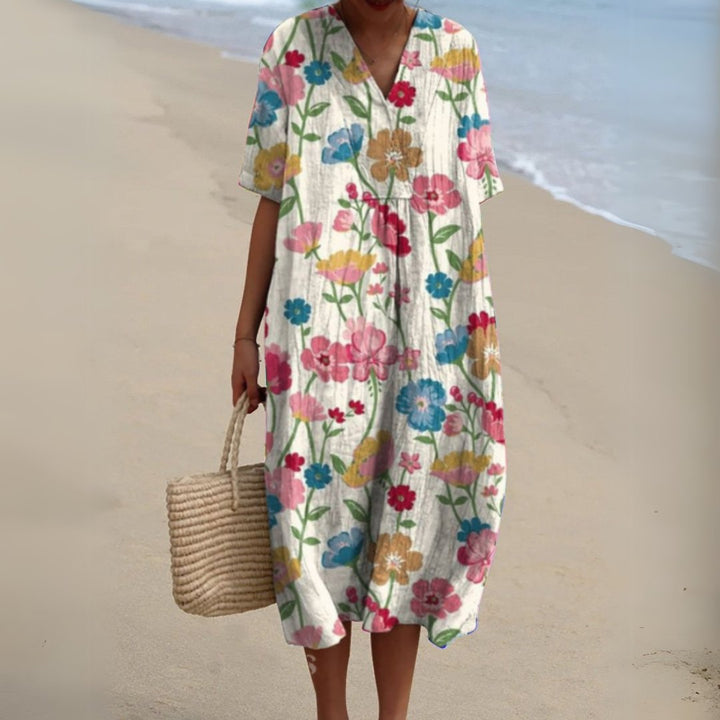 Relaxed Floral Midi Dress for Women Detail