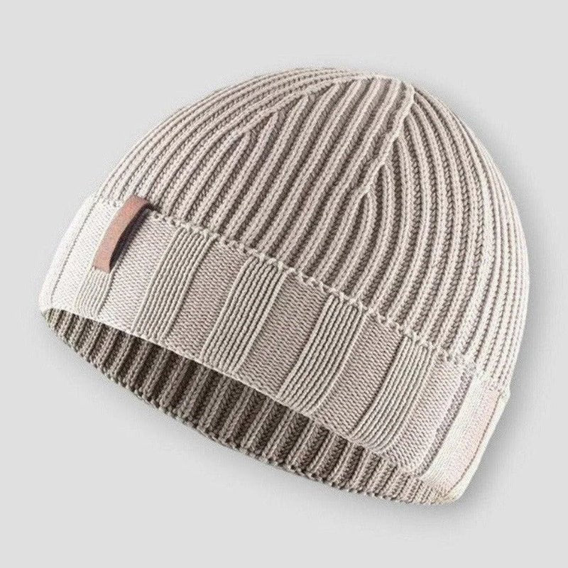 Unisex Cuffed Knitted Beanie | Vintage Winter Hat Front