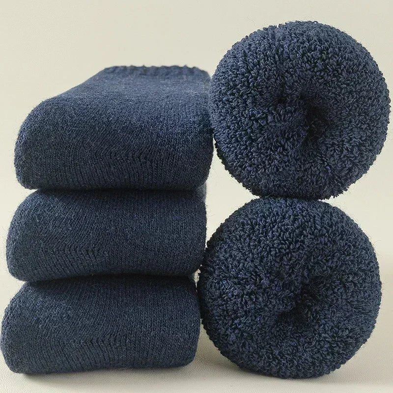 Unisex Terry Lined Wool Socks | Thermal 3-Pack Close Up