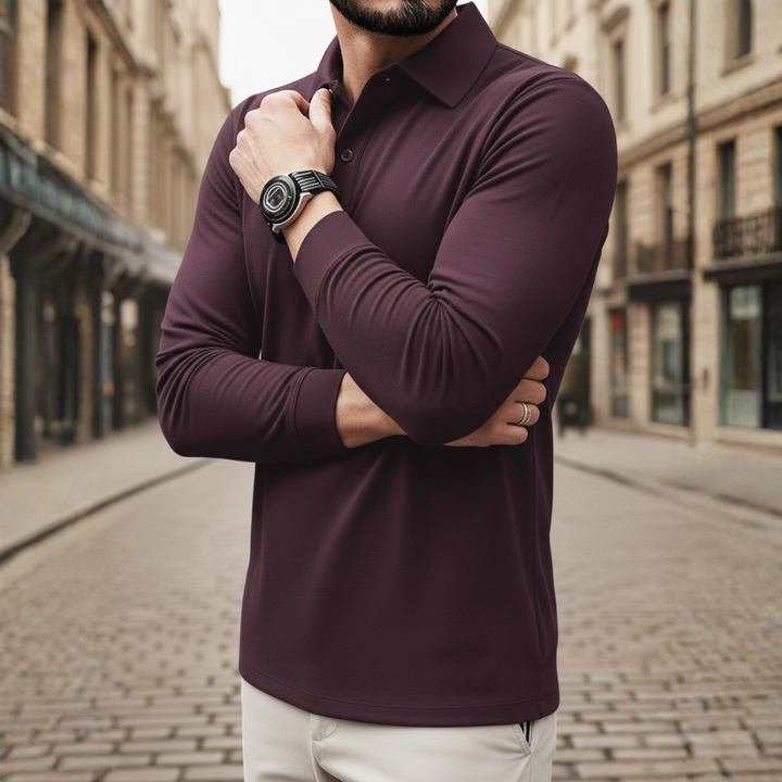 Men Tipped Long Sleeve Polo Shirt