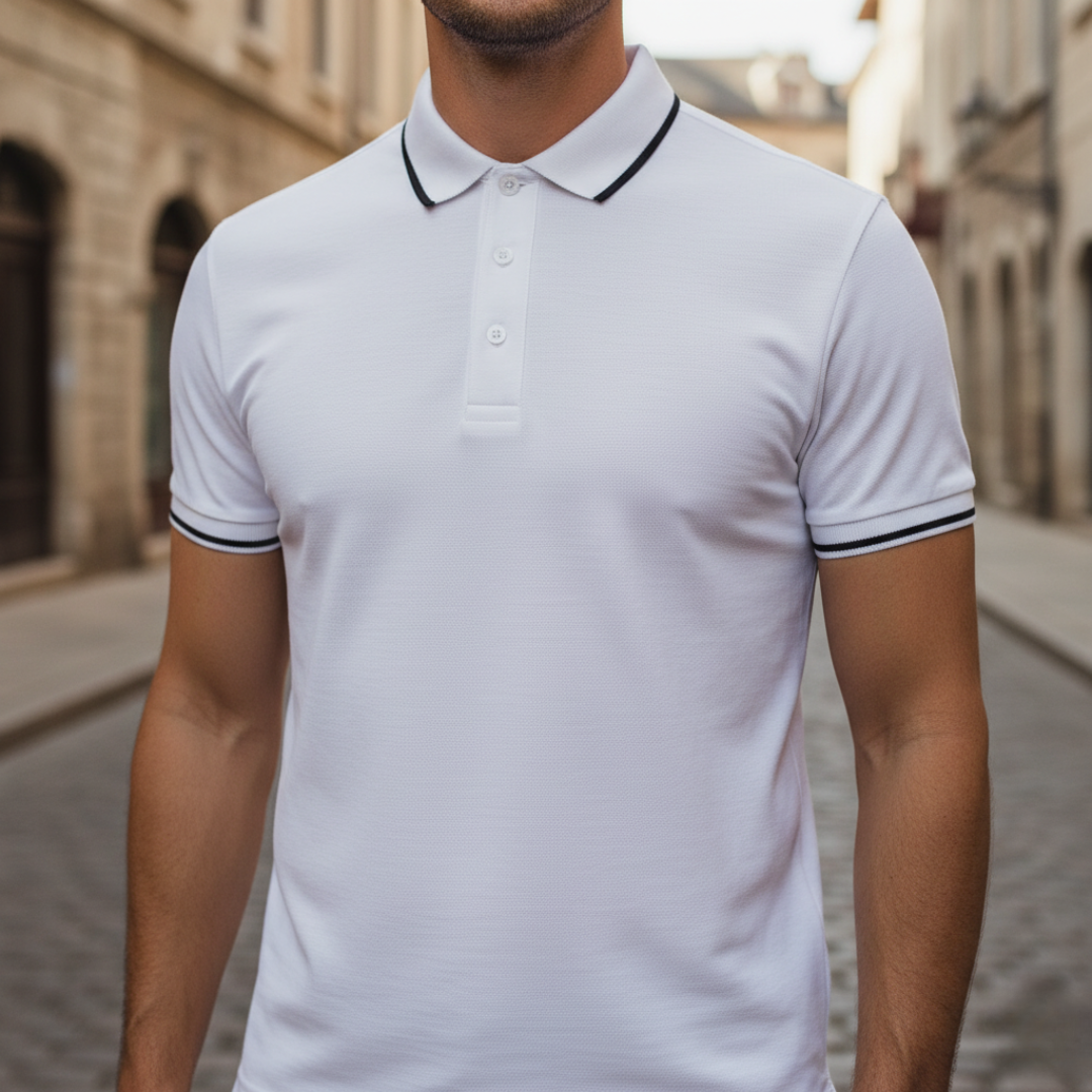 Camiseta tipo polo de manga corta con ribete para hombre