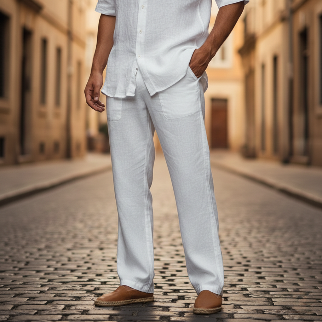 Pantalon ample en lin à cordon pour homme