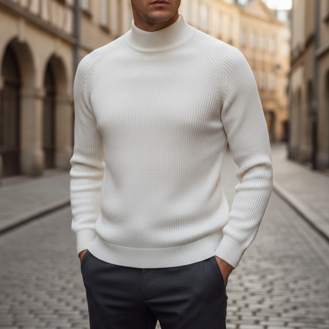 Suéter de cuello alto tejido para hombre
