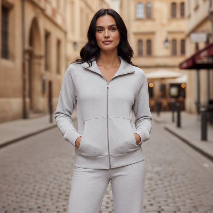 Lounge Set Zip Jacket Flare Pants Relaxed Fit Womens