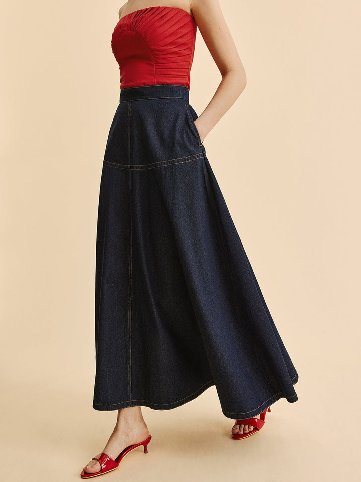 Women's A-Line Denim Skirt | Side Pockets Hero