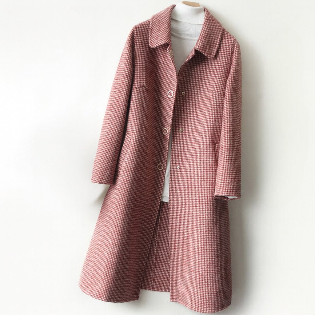 Women's A-Line Long Coat | Point Collar Wool Blend Hero