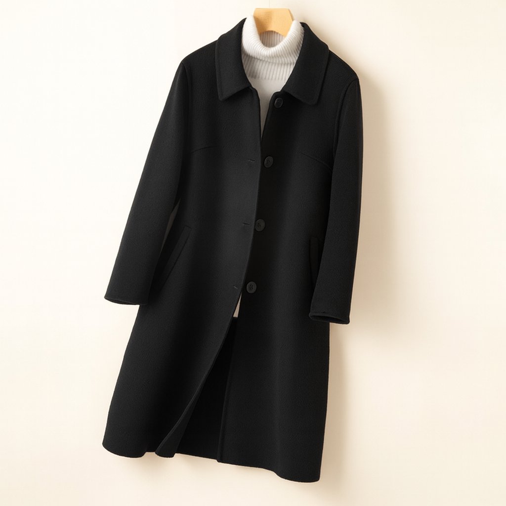 Women's A-Line Wool Coat | Flared Hem Brogue Hybrid Boots Back