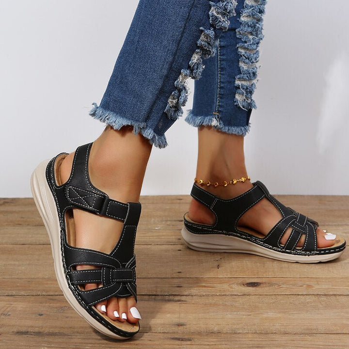 Women's Arch Support Walking Sandals | Woven T-Strap Back