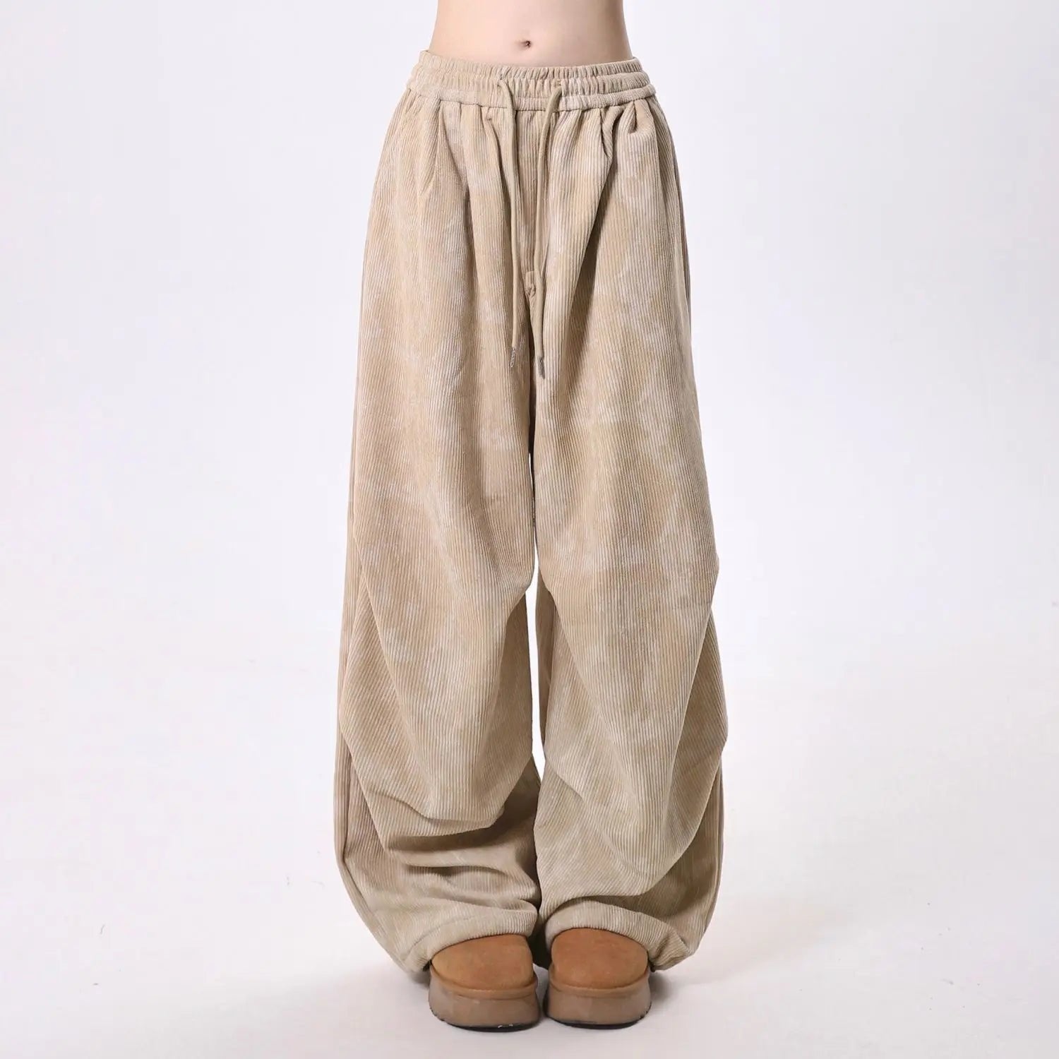 Women's Baggy Wide Leg Pants | Drawstring Balloon Hem Detail