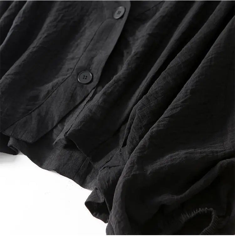 Women's Balloon Sleeve Summer Linen Blouse | Loose Fit Close Up