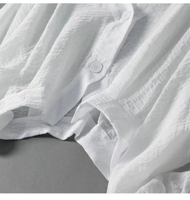 Women's Balloon Sleeve Summer Linen Blouse | Loose Fit Detail