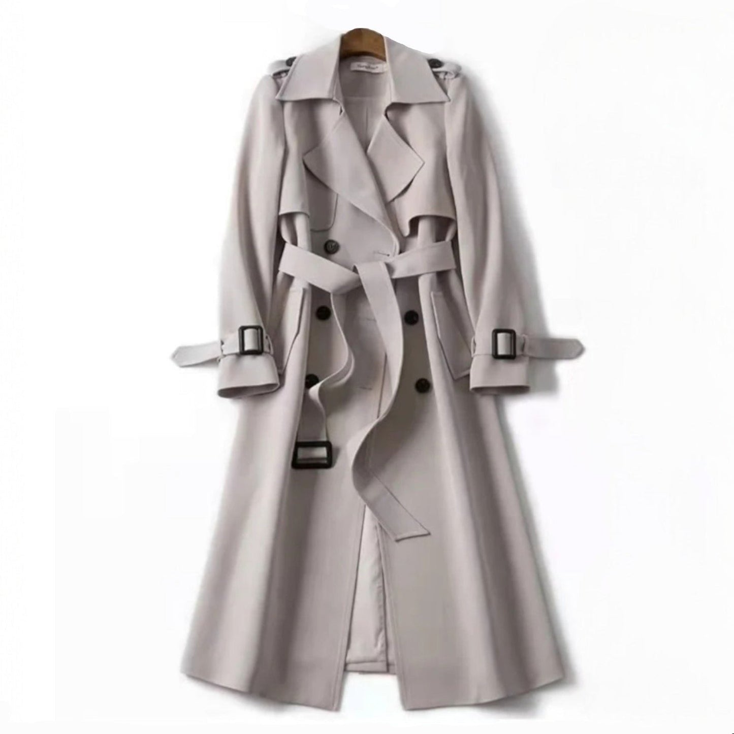 Women's Belted A-Line Trench Coat | Full-Length Tailored Fit Front