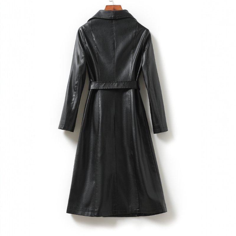 Women's Belted Sheepskin Leather Trench Coat | Longline Silhouette Lifestyle