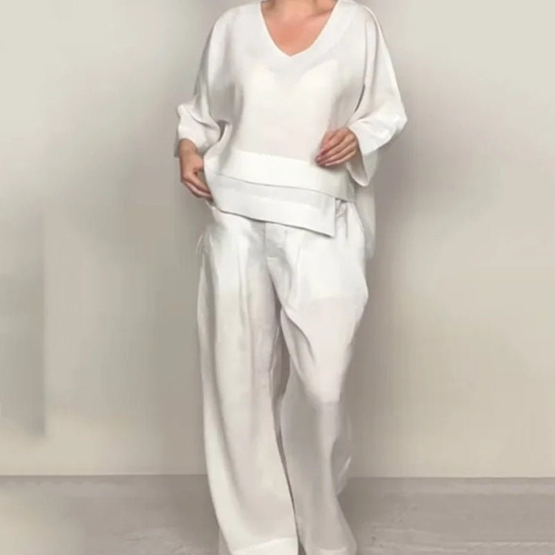 Women's Chic Lightweight Two-Piece Set | Layered Crop Top Fit Side