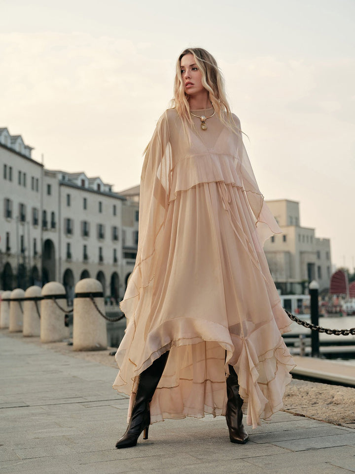 Women's Chiffon Layered Maxi Dress | Cloak Close Up