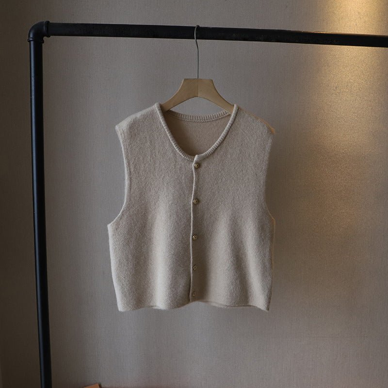 Women's Cropped Soft Vest | Button-Front Silky Close Up