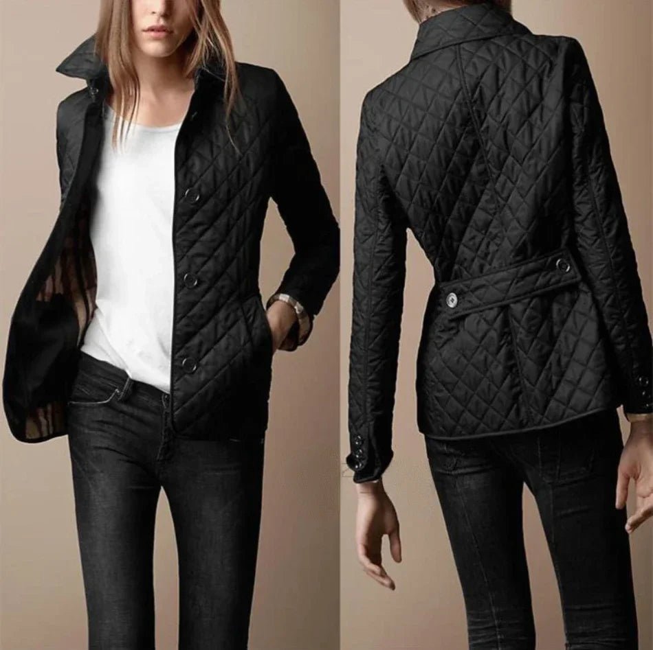 Women's Diamond Button Front Quilted Jacket | Tailored Everyday Back