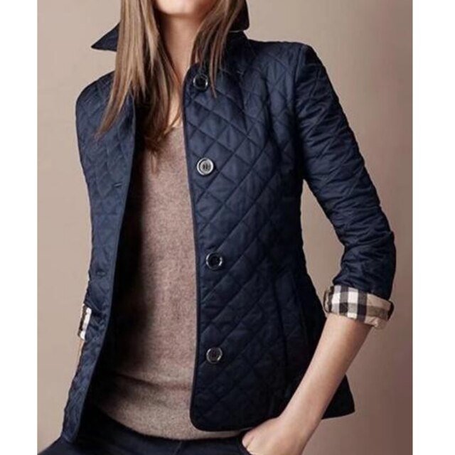 Women's Diamond Button Front Quilted Jacket | Tailored Everyday Detail
