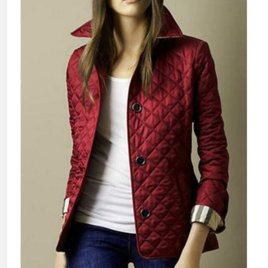Women's Diamond Button Front Quilted Jacket | Tailored Everyday Front