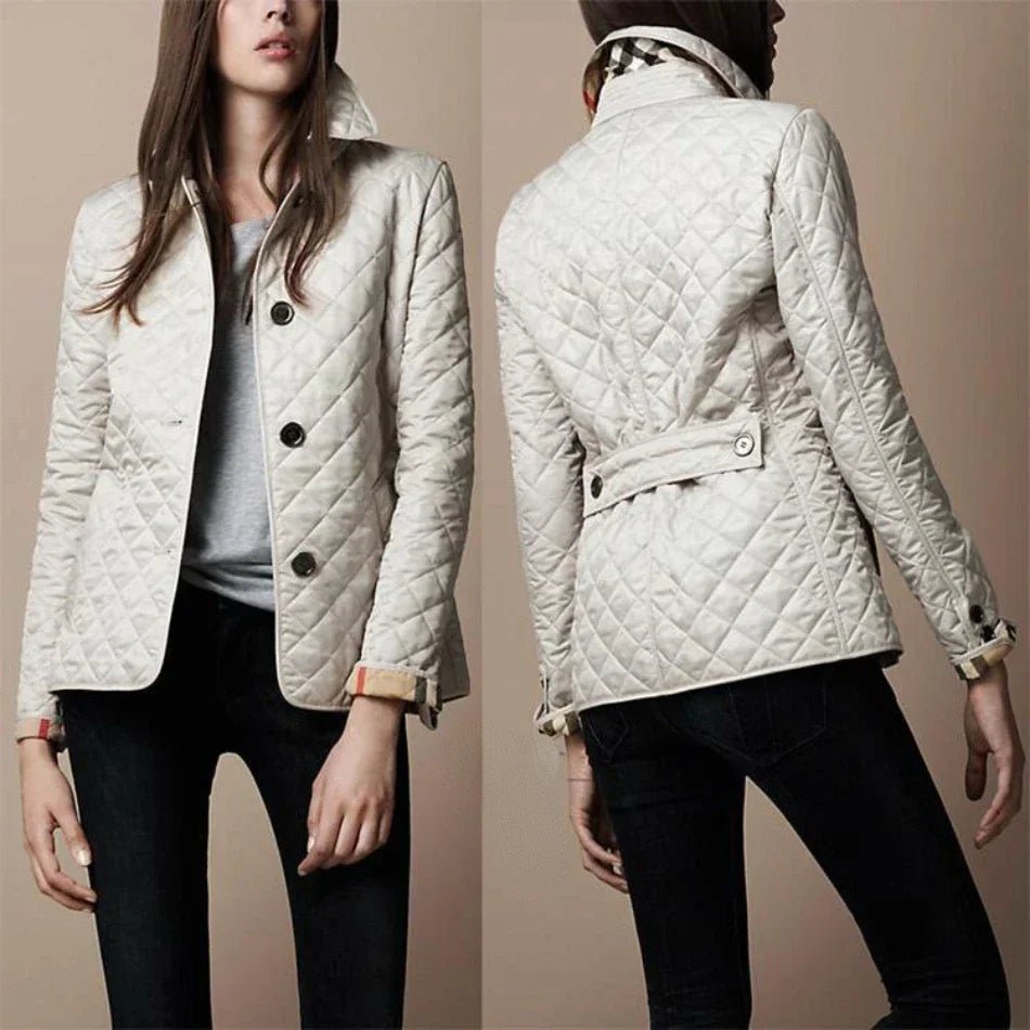 Women's Diamond Button Front Quilted Jacket | Tailored Everyday Side