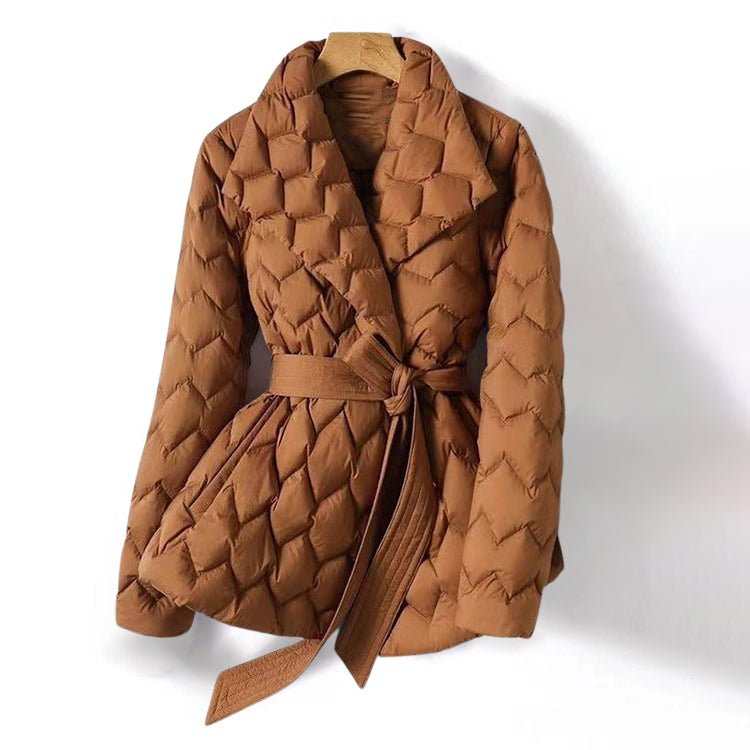 Women's Diamond Quilted Down Jacket | Tailored Lapel Hero