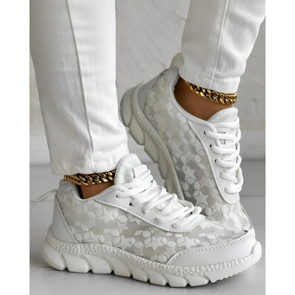 Women's Dotted Mesh Daily Wear Shoes Back