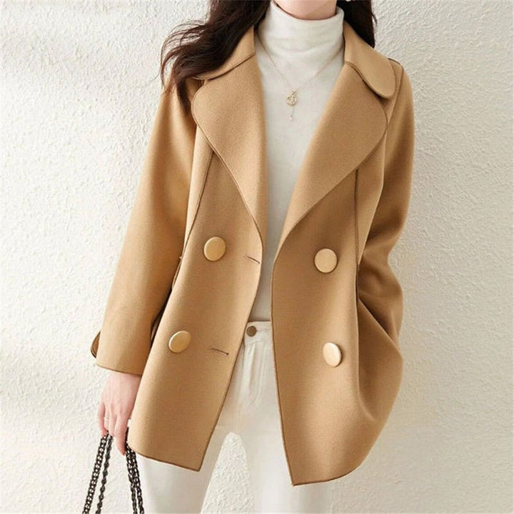 Women's Double-Breasted Woolen Coat | Structured Lapel Hero