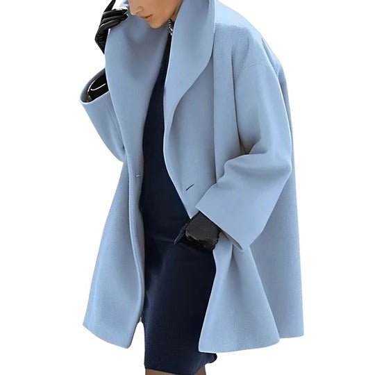 Women's Draped Collar Belted Winter Jacket | A-Line Wrap Coat Back