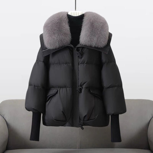 Women's Fur Collar Long Puffer Jacket | Extended Length Hero