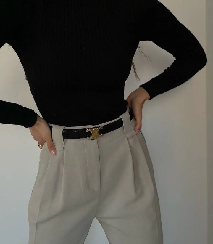 Women's Gold Buckle Belt | Adjustable Close Up