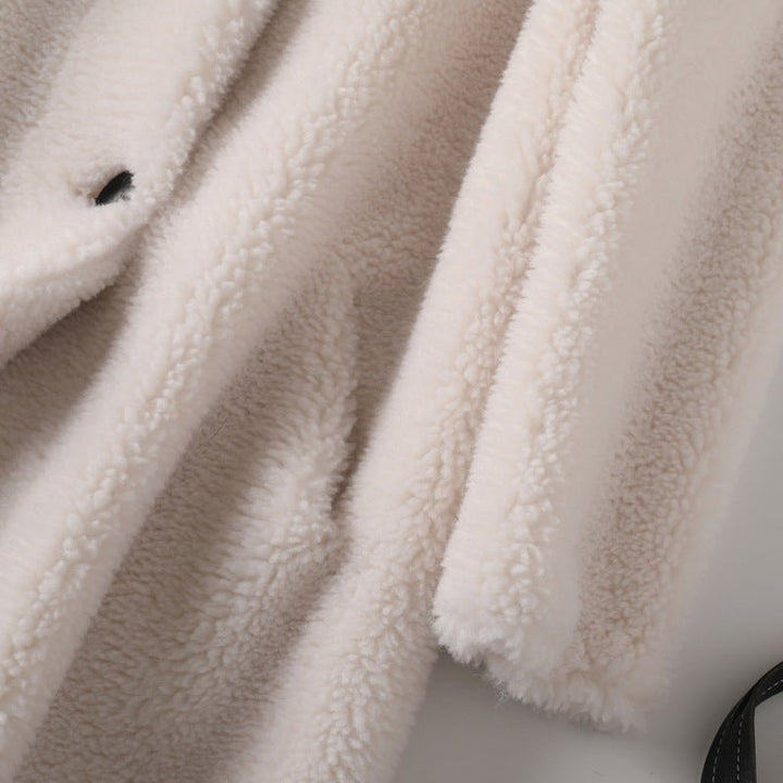 Women's Hooded Oversized Teddy Coat | Wool Blend Cocoon Back