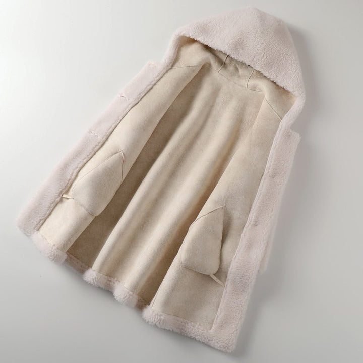 Women's Hooded Oversized Teddy Coat | Wool Blend Cocoon Detail