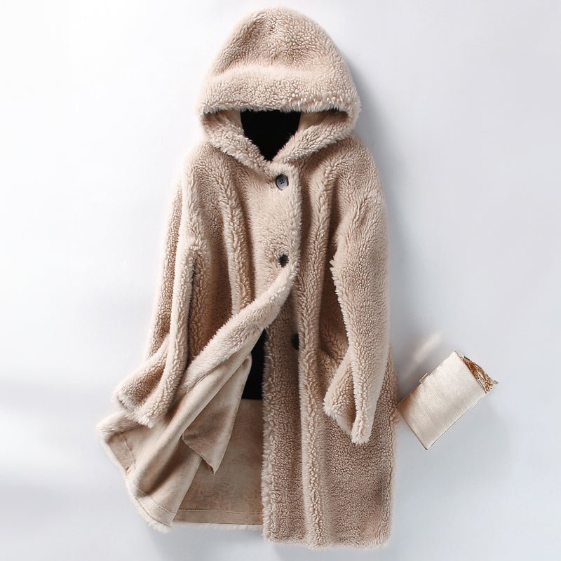 Women's Hooded Oversized Teddy Coat | Wool Blend Cocoon Hero