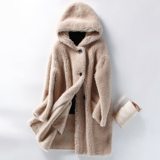 Women's Hooded Oversized Teddy Coat | Wool Blend Cocoon Hero