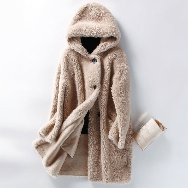 Women's Hooded Oversized Teddy Coat | Wool Blend Cocoon Hero