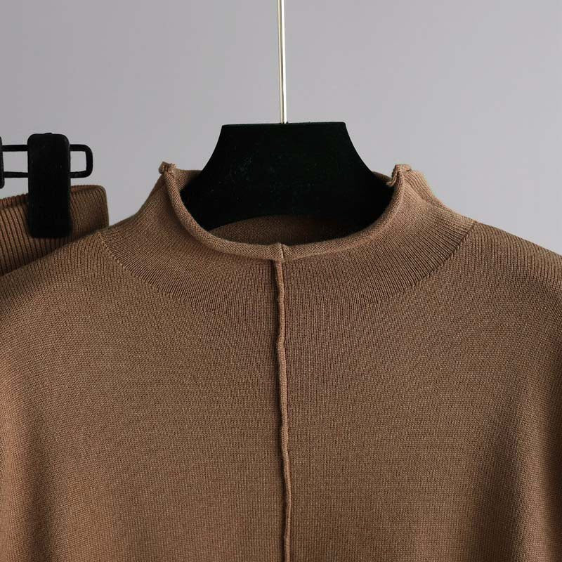 Women's Knit Comfort Set | Turtleneck Sweater Wide-Leg Pants Close Up