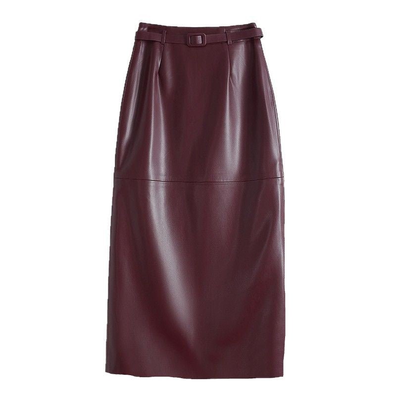 Women's Leather Pencil Skirt | Front Slit Belted Fit Hero