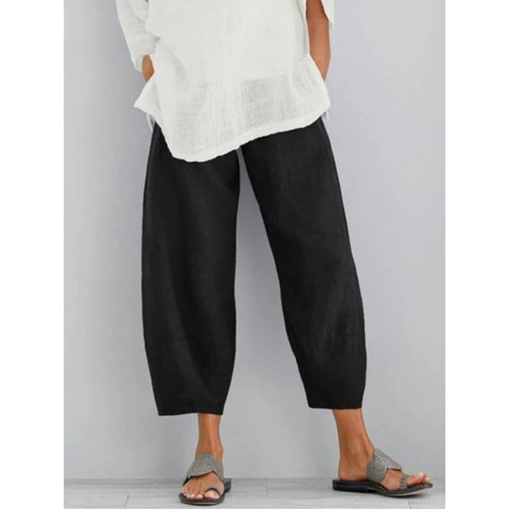 Women's Linen Leisure Pants | Balloon Tapered Relaxed Fit Detail