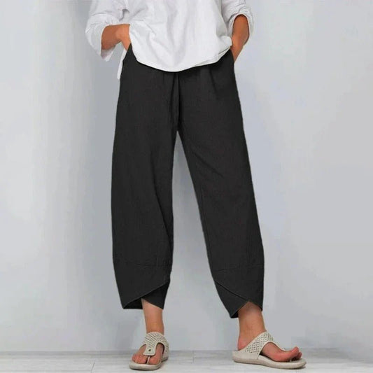 Women's Linen-Look Wide Leg Trousers Front