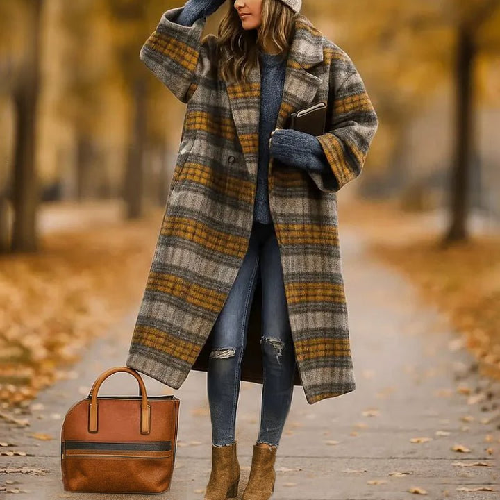 Women's Long Coat Wide Collar | Straight Cut Lapel Back