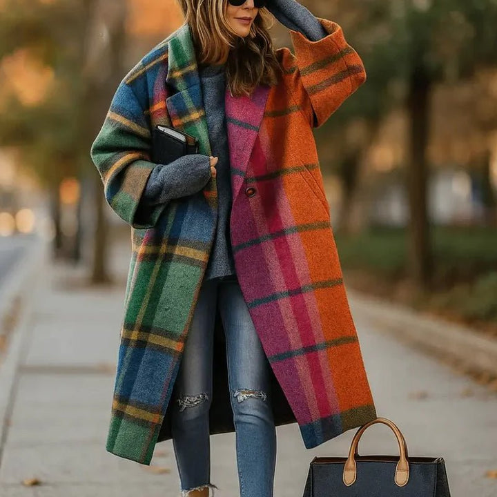 Women's Long Coat Wide Collar | Straight Cut Lapel Front