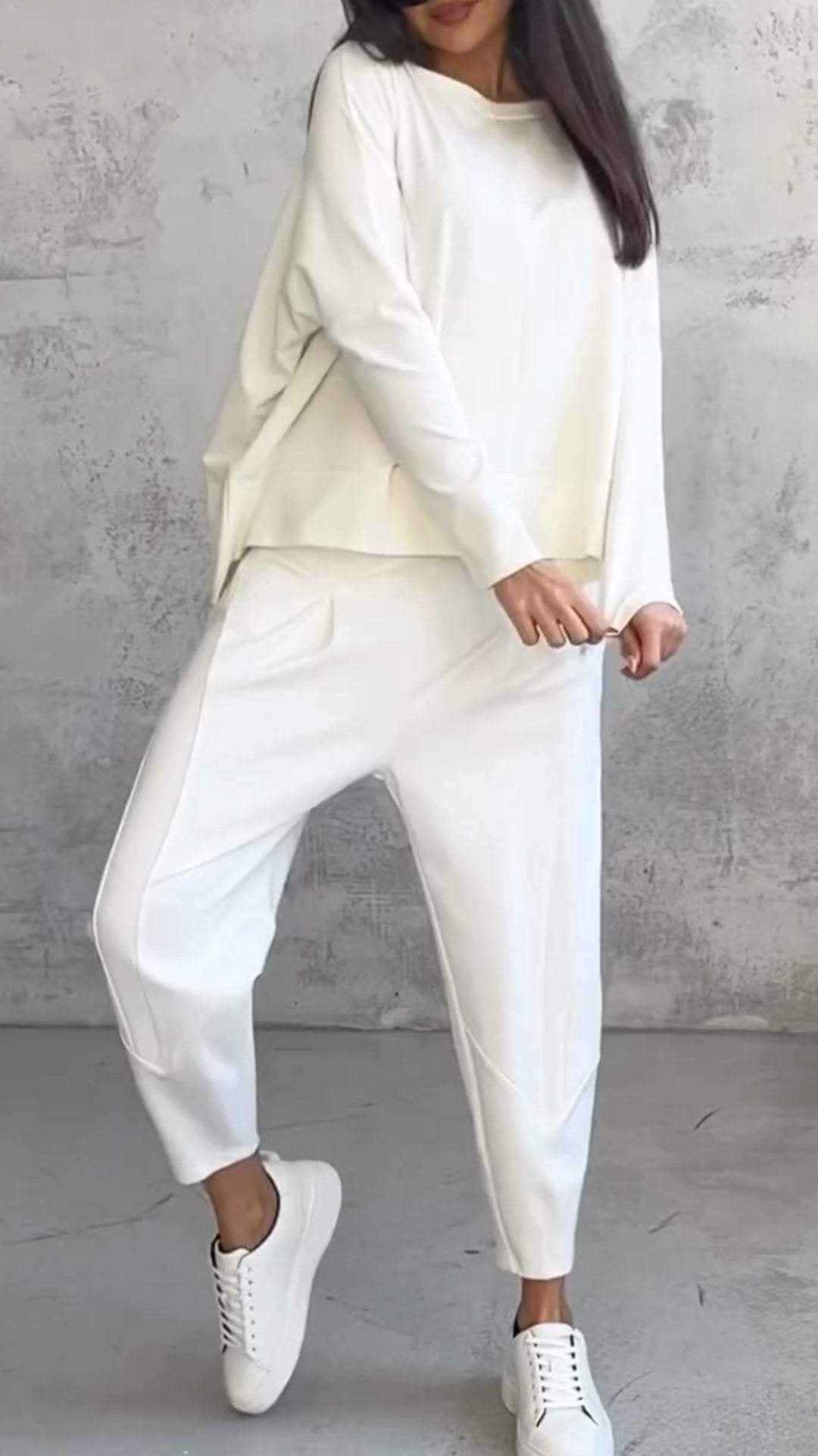 Women's Long Sleeve Top & Pants Set | Balloon Trouser Fit Front