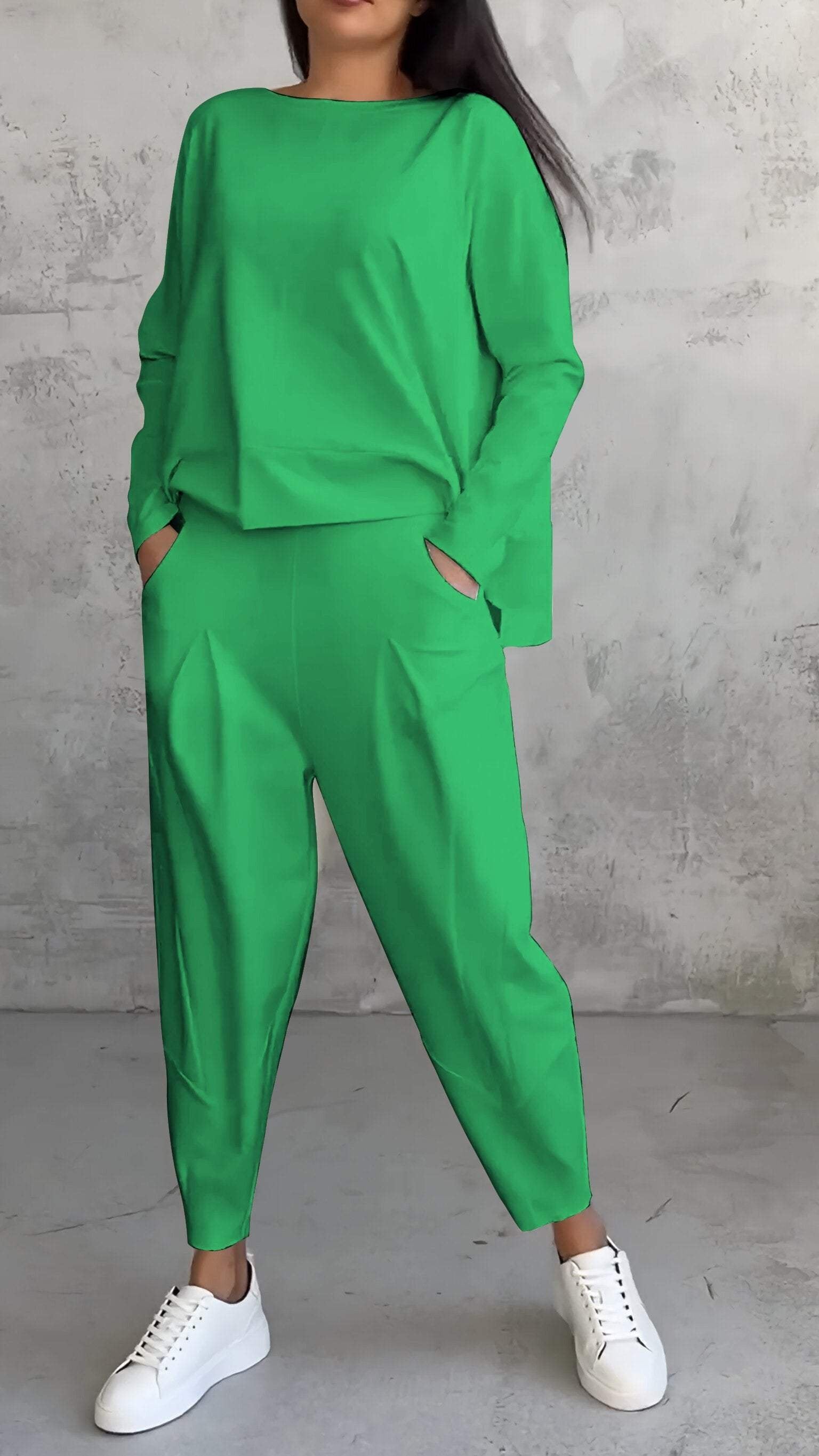 Women's Long Sleeve Top & Pants Set | Balloon Trouser Fit Full