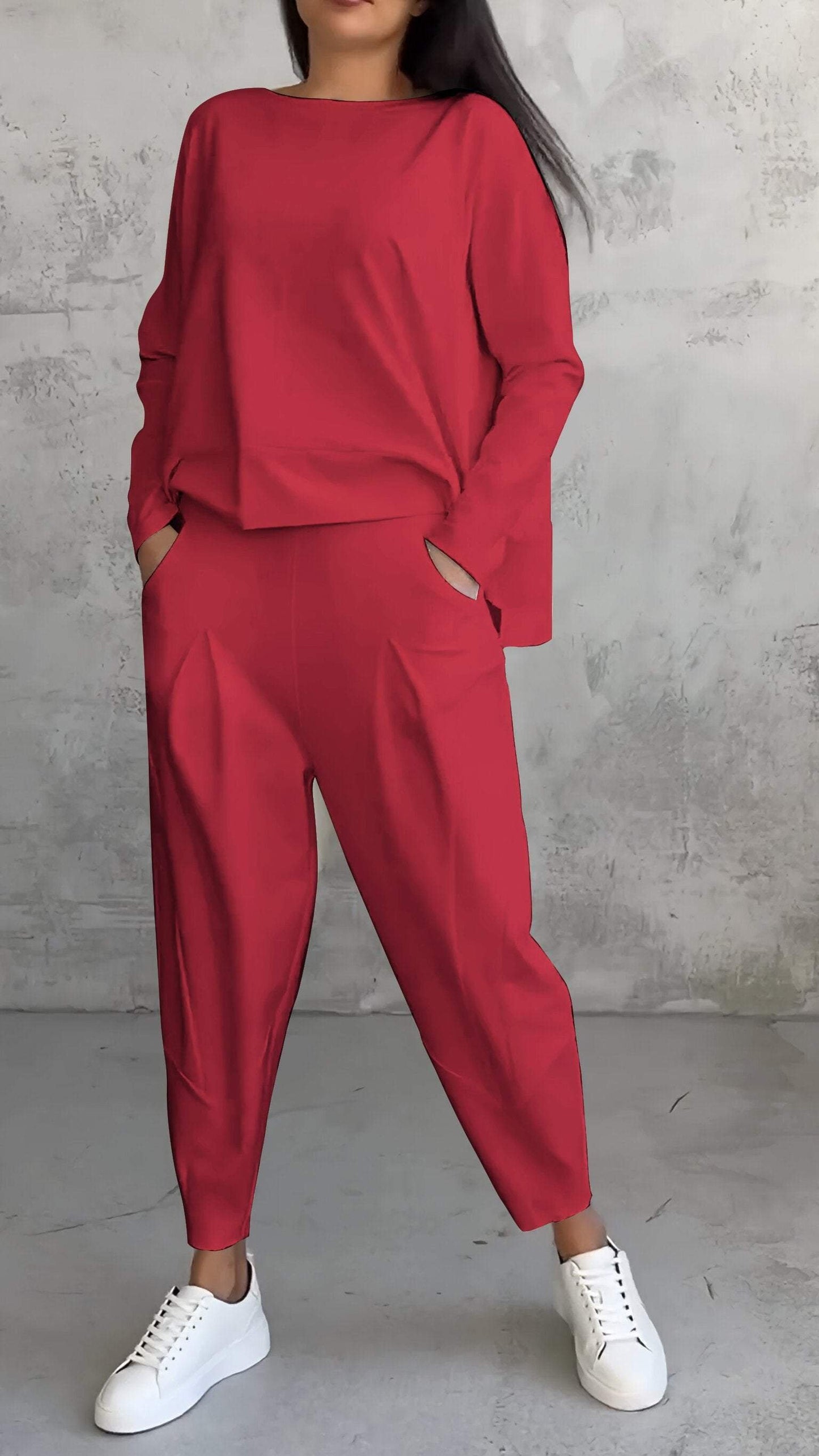 Women's Long Sleeve Top & Pants Set | Balloon Trouser Fit Lifestyle
