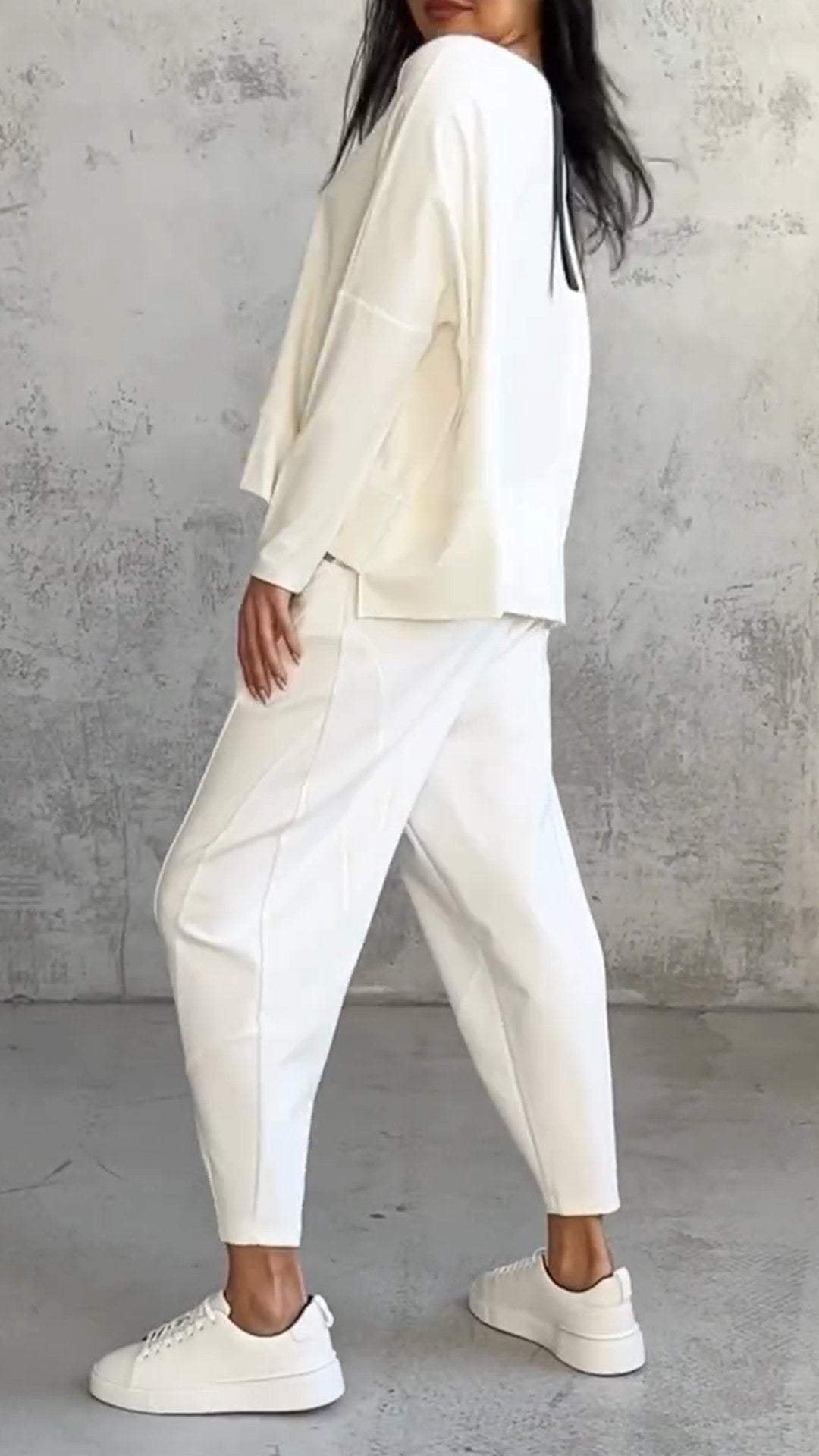 Women's Long Sleeve Top & Pants Set | Balloon Trouser Fit Side