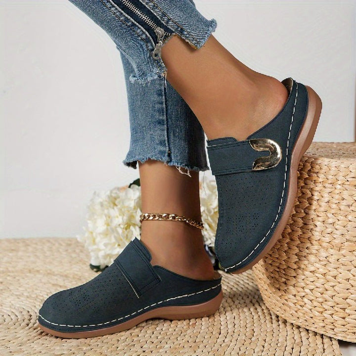 Women's Orthopedic Comfort Slippers | Non-Slip Sole Buckle Close Up