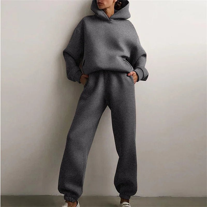 Women's Oversized Tracksuit Set | Cropped Hoodie Relaxed Fit Front