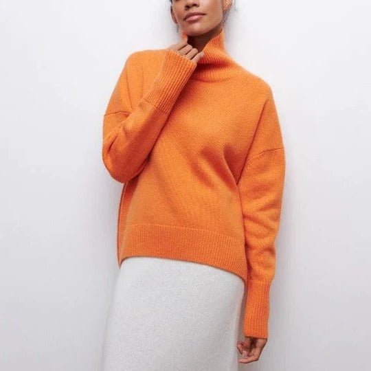 Women's Oversized Turtleneck Sweater | Cape Back Knit Front